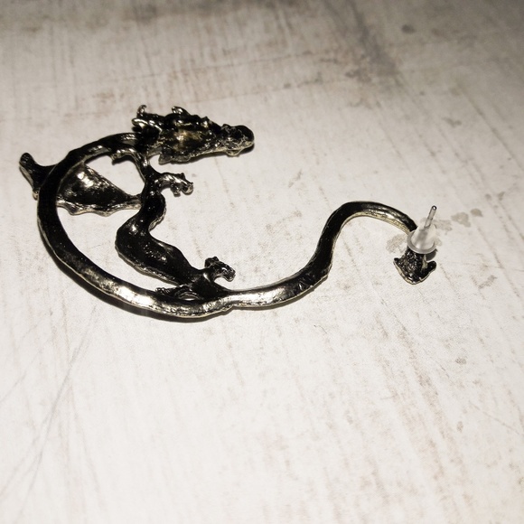 Antique Gold Bronze Dragon Ear Cuff Wrap Earring - Picture 4 of 5